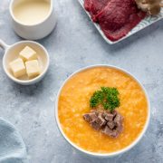 Cháo Đà điểu sốt nấm Linh Chi